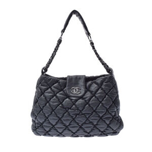 CHANEL Bubble Quilt Chain Gray Calfskin Shoulder Bag